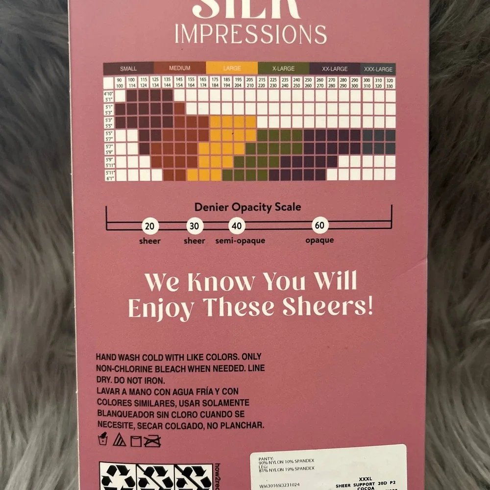 Silk Impressions Light Support Sheer Tights Women's Size XXXL Cocoa High Waisted